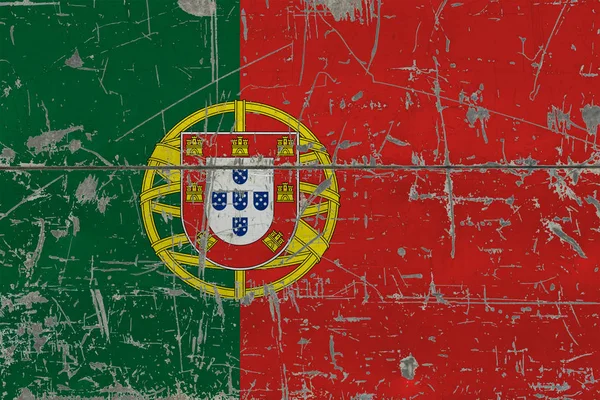 Grunge Bandeira Portugal Velha Superfície Madeira Riscada Fundo Vintage Nacional — Fotografia de Stock