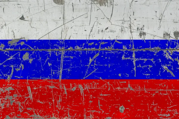 Grunge Russia Flag Old Scratched Wooden Surface National Vintage Background — Stock Photo, Image