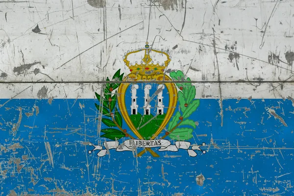 Grunge San Marino Vlag Oude Scratched Houten Oppervlak Nationale Vintage — Stockfoto