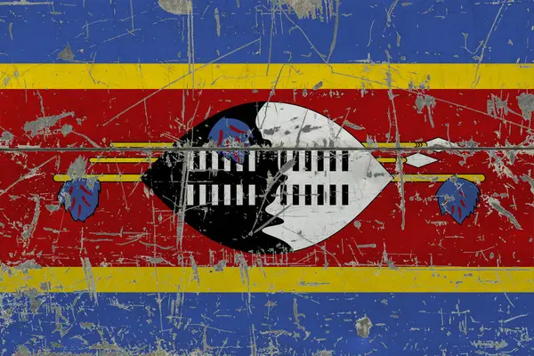 Bandera Grunge Swaziland Sobre Una Vieja Superficie Madera Rayada Fondo — Foto de Stock