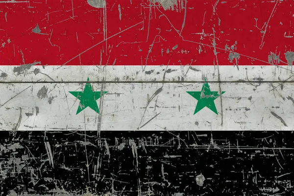Grunge Bandera Siria Antigua Superficie Madera Rayada Fondo Nacional Vintage — Foto de Stock