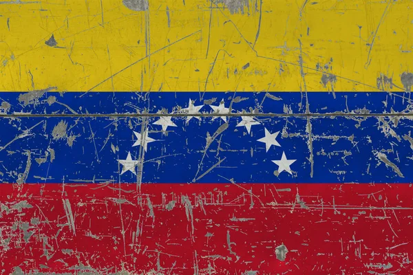 Bandera Grunge Venezuela Sobre Vieja Superficie Madera Rayada Fondo Nacional — Foto de Stock