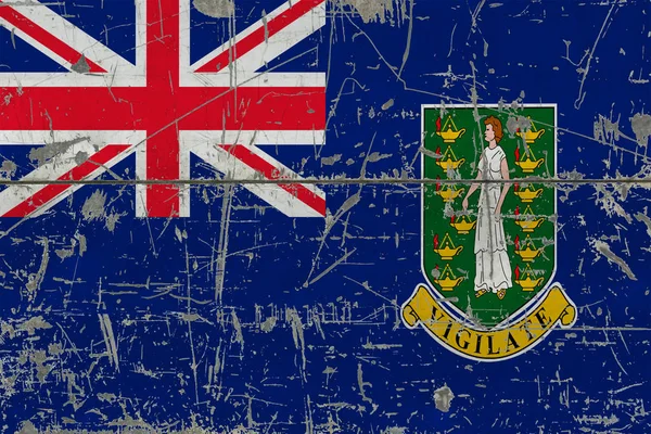 Grunge Britské Panenské Ostrovy Vlajky Starý Poškrábaný Dřevěný Povrch Národní — Stock fotografie