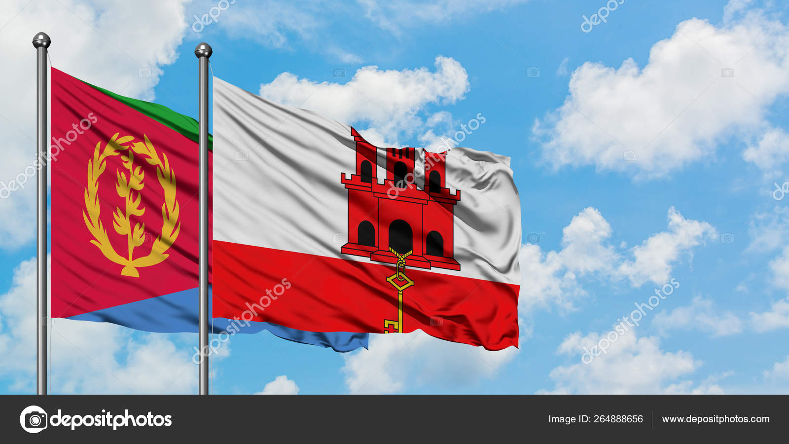 Eritrea Und Gibraltar Flagge Wehen Gemeinsam Im Wind Vor Weissem Wolkenblauem Himmel Diplomatie Konzept Internationale Beziehungen Stockfotografie Lizenzfreie Fotos C Sezerozger 264888656 Depositphotos