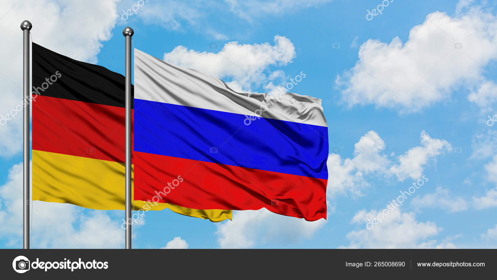 Russia flag waving cloudy sky background