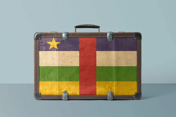 Středoafrická Republika Vlajka Starém Koženém Kufříku Národní Koncepcí Retro Hnědé — Stock fotografie