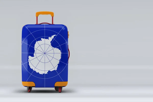 남극의 배경에 가방이 있습니다 문자를 관광의 개념이다 렌더링 — 스톡 사진