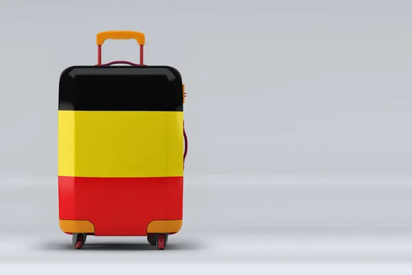 Belgische Nationalflagge Auf Einem Stilvollen Koffer Auf Farbigem Hintergrund Raum — Stockfoto