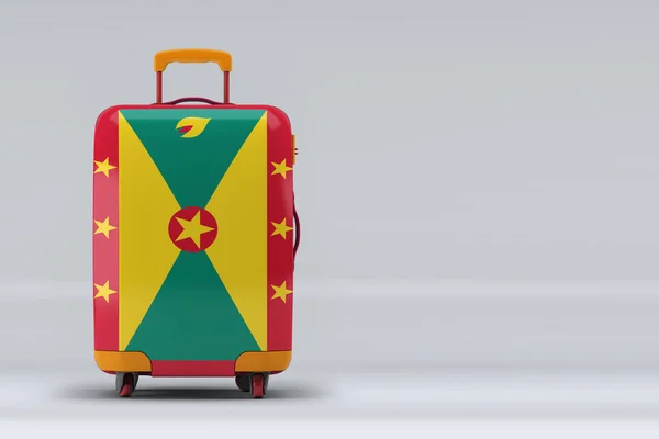 그레나다 국기는 배경에 가방에 문자를 관광의 개념이다 렌더링 — 스톡 사진
