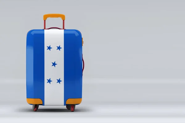 Honduras Nationalflagge Auf Einem Stilvollen Koffer Auf Farbigem Hintergrund Raum — Stockfoto