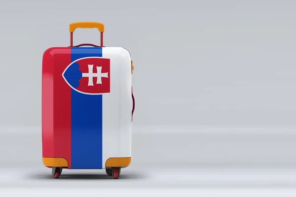 Nationalflagge Der Slowakei Auf Einem Stilvollen Koffer Auf Farbigem Hintergrund — Stockfoto