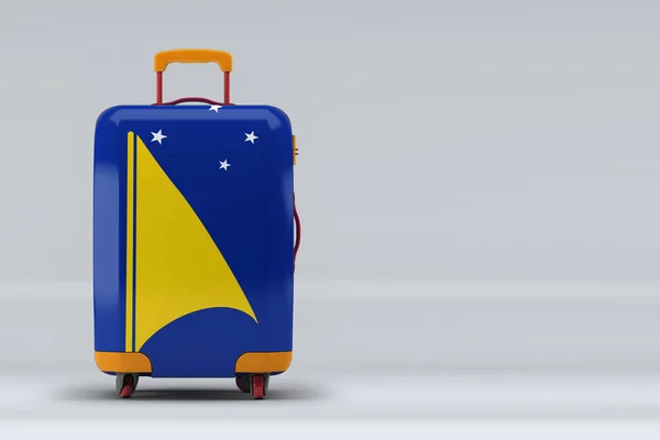 カラーを基調としたスタイリッシュなスーツケースにトケラウ国旗があしらわれています テキスト用のスペース 国際旅行や観光の概念 3Dレンダリング — ストック写真
