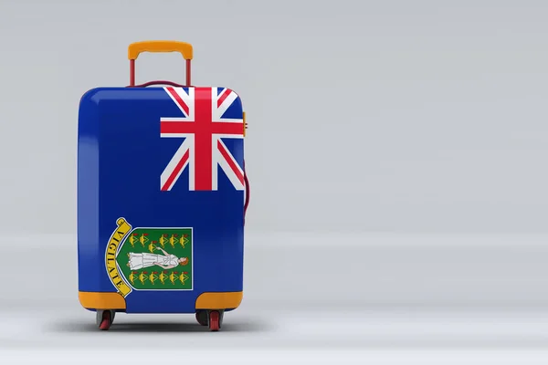 Brytyjska Flaga Narodowa Wysp Dziewiczych Stylowych Walizkach Tle Koloru Miejsce — Zdjęcie stockowe