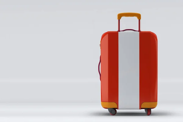 スタイリッシュなスーツケースをバックにオーストリアの国旗が描かれています テキスト用のスペース 国際旅行や観光の概念 3Dレンダリング — ストック写真