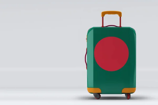 Bangladesh Flag Stylish Suitcases Back View Color Background Space Text — Stock Photo, Image