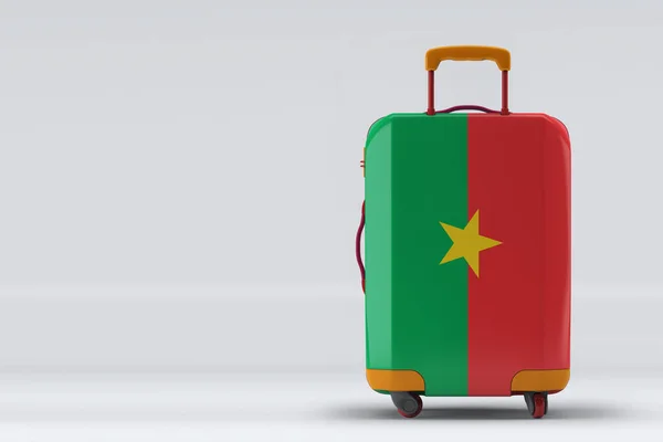 Bandera Burkina Faso Una Elegante Maleta Vista Posterior Sobre Fondo — Foto de Stock