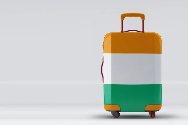Die Flagge Der Elfenbeinküste Auf Einer Stilvollen Kofferrückseite Auf Farbigem — Stockfoto