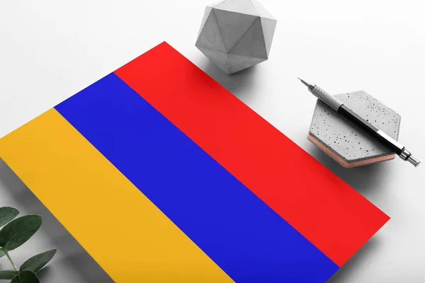 Bandera Armenia Sobre Fondo Minimalista Papel Carta Invitación Nacional Con — Foto de Stock
