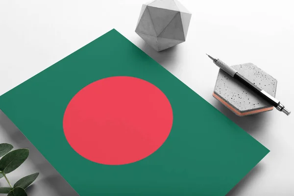 Bandera Bangladesh Sobre Fondo Minimalista Papel Carta Invitación Nacional Con — Foto de Stock