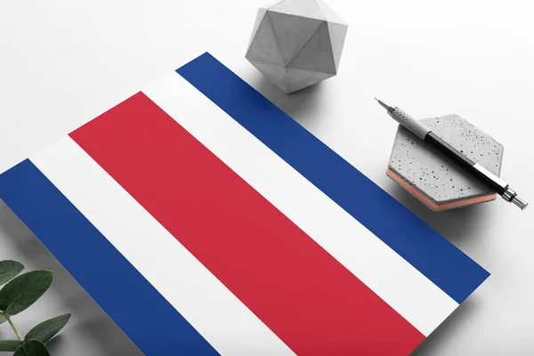 Bandera Costa Rica Sobre Fondo Minimalista Papel Carta Invitación Nacional — Foto de Stock