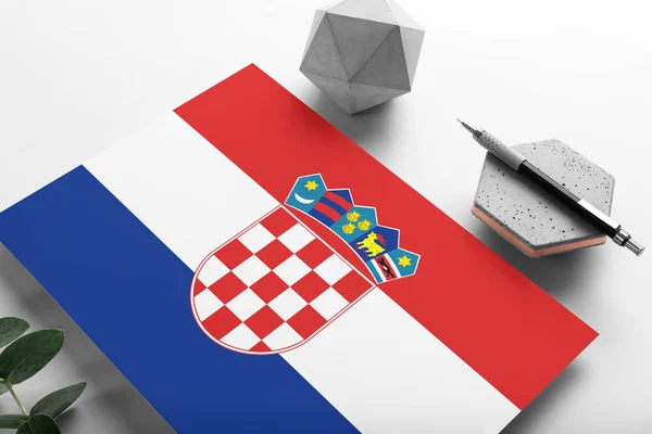 Bandera Croacia Sobre Fondo Minimalista Papel Carta Invitación Nacional Con — Foto de Stock