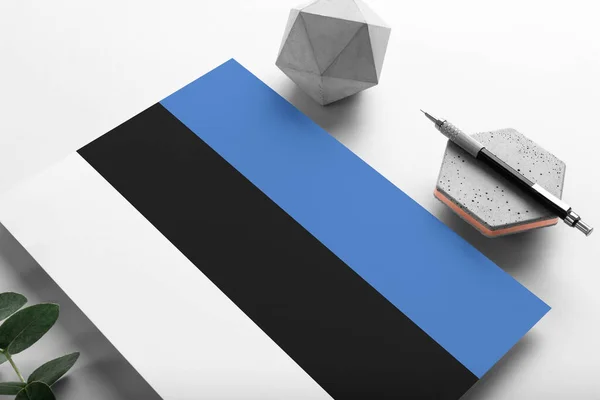 Bandera Estonia Sobre Fondo Minimalista Papel Carta Invitación Nacional Con — Foto de Stock