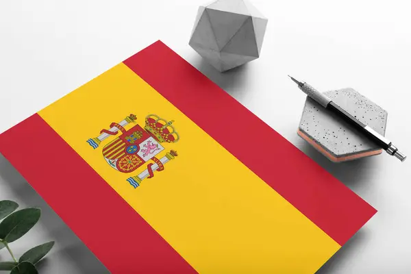 Bandera España Sobre Fondo Minimalista Papel Carta Invitación Nacional Con — Foto de Stock