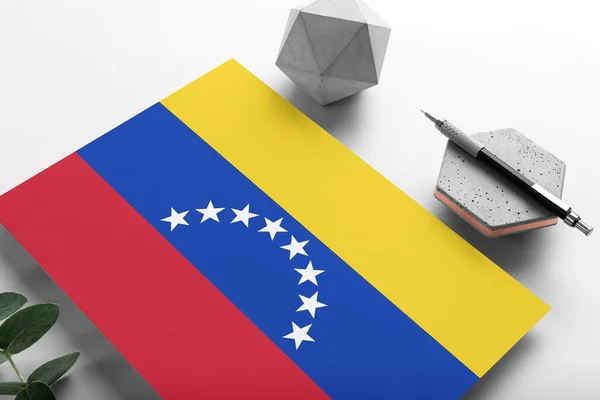 Bandera Venezuela Sobre Fondo Minimalista Papel Carta Invitación Nacional Con — Foto de Stock