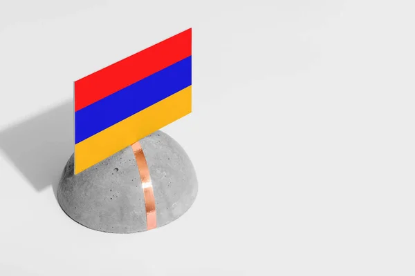 Bandera Armenia Etiquetada Piedra Redondeada Fondo Blanco Aislado Vista Lateral — Foto de Stock