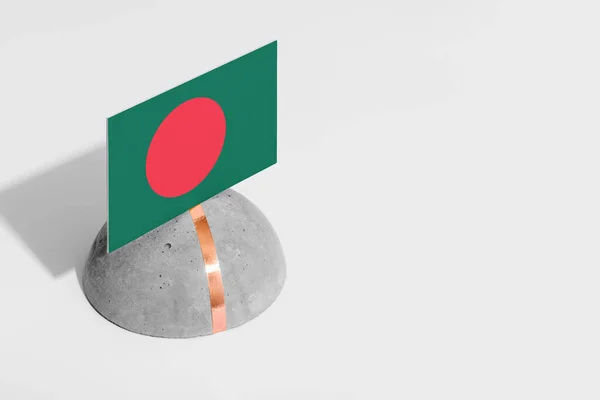 Bandera Bangladesh Etiquetada Piedra Redondeada Fondo Blanco Aislado Vista Lateral — Foto de Stock