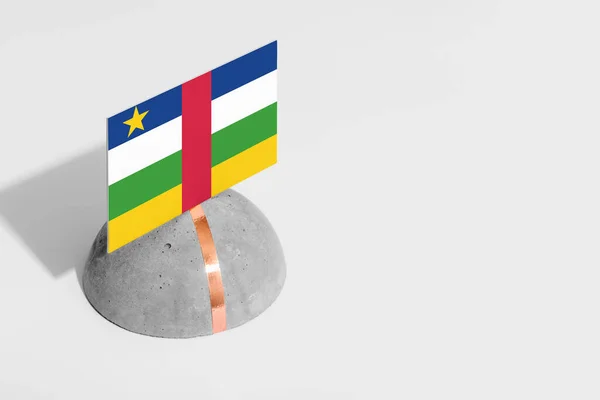 Bandera República Centroafricana Etiquetada Piedra Redondeada Fondo Blanco Aislado Vista — Foto de Stock