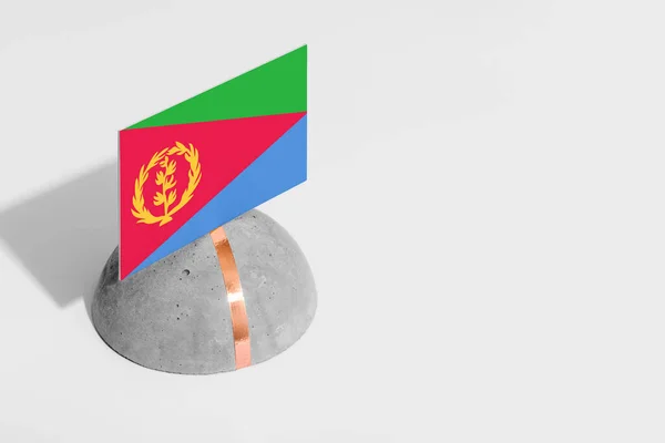 Bandera Eritrea Etiquetada Piedra Redondeada Fondo Blanco Aislado Vista Lateral — Foto de Stock