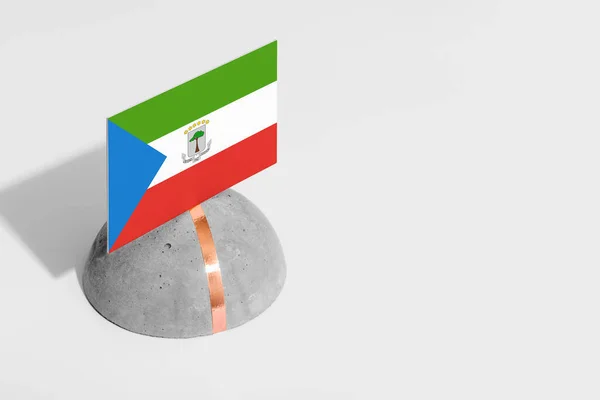 Bandera Guinea Ecuatorial Etiquetada Piedra Redondeada Fondo Blanco Aislado Vista — Foto de Stock