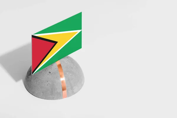 Bandera Guyana Etiquetada Piedra Redondeada Fondo Blanco Aislado Vista Lateral — Foto de Stock