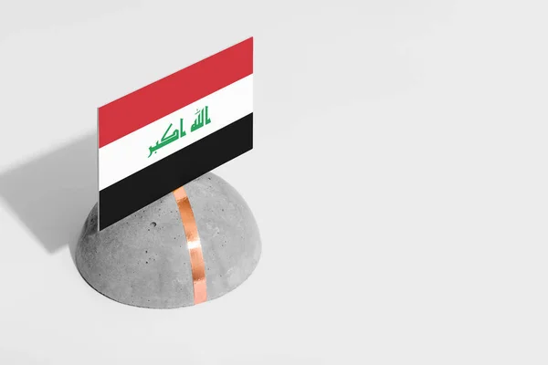 Irakische Flagge Auf Rundem Stein Weißer Isolierter Hintergrund Minimales Nationales — Stockfoto