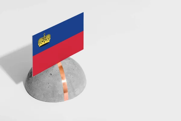 Bandera Liechtenstein Etiquetada Piedra Redondeada Fondo Blanco Aislado Vista Lateral — Foto de Stock