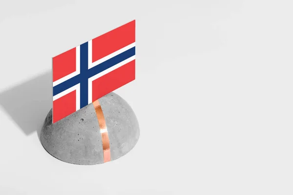 Bandera Noruega Etiquetada Piedra Redondeada Fondo Blanco Aislado Vista Lateral — Foto de Stock