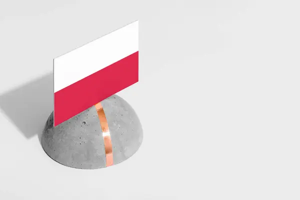 Bandera Polonia Etiquetada Piedra Redondeada Fondo Blanco Aislado Vista Lateral — Foto de Stock