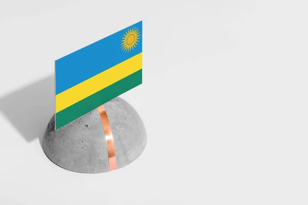 Bandera Ruanda Etiquetada Piedra Redondeada Fondo Blanco Aislado Vista Lateral — Foto de Stock