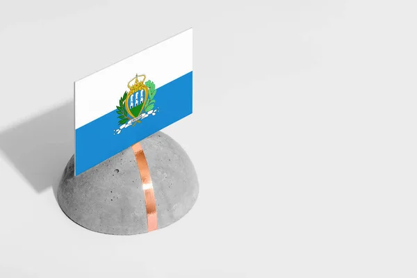 San Marino Flag Tagged Rounded Stone White Isolated Background Side — Stock Photo, Image