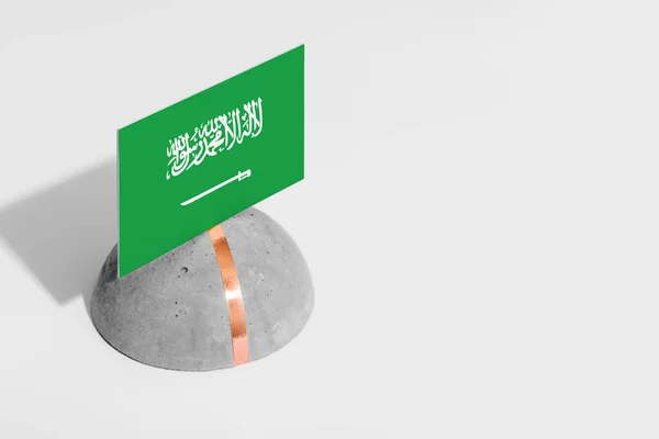 Bandera Arabia Saudita Etiquetada Piedra Redondeada Fondo Blanco Aislado Vista — Foto de Stock