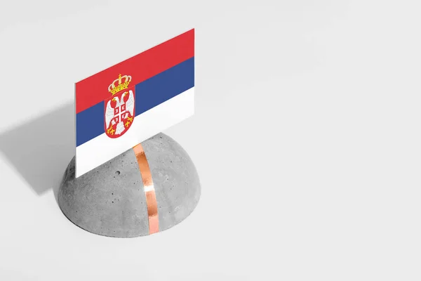 Bandera Serbia Etiquetada Piedra Redondeada Fondo Blanco Aislado Vista Lateral — Foto de Stock