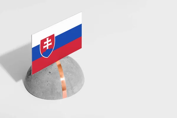 Slovakia Flag Tagged Rounded Stone White Isolated Background Side View — Stock Photo, Image