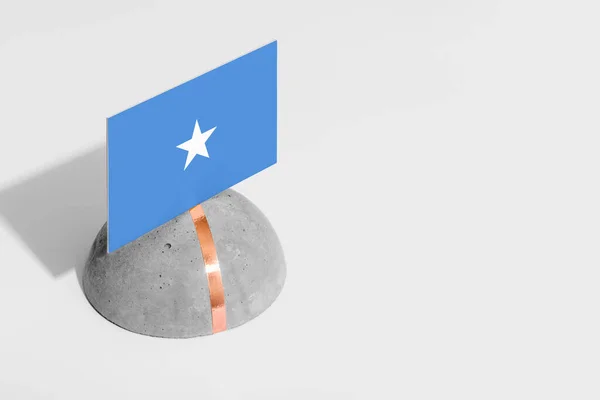 Bandera Somalia Etiquetada Piedra Redondeada Fondo Blanco Aislado Vista Lateral — Foto de Stock