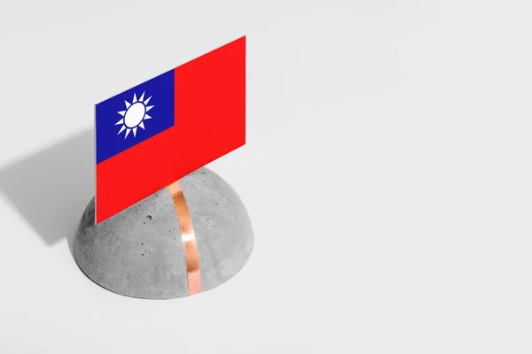 Bandera Taiwán Etiquetada Piedra Redondeada Fondo Blanco Aislado Vista Lateral — Foto de Stock