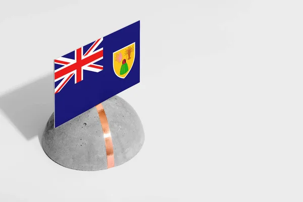 Bandera Las Islas Turcas Caicos Etiquetada Piedra Redondeada Fondo Blanco — Foto de Stock