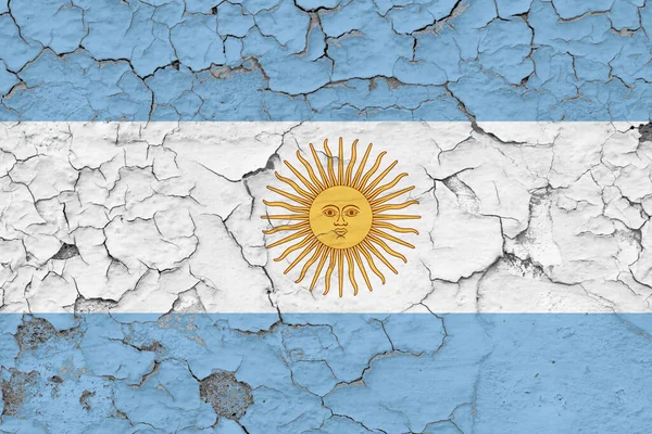 Bandeira Argentina Fechar Grungy Danificado Resistido Parede Descascando Tinta Para — Fotografia de Stock