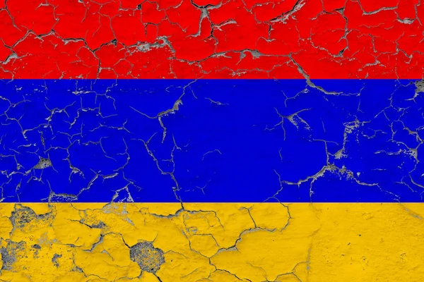 Armenië Vlag Close Grungy Beschadigd Verweerd Muur Schillen Van Verf — Stockfoto