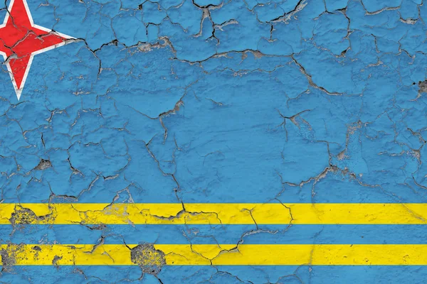 Aruba Flag Close Grungy Damaged Weathered Wall Peeling Paint See — Stock Photo, Image