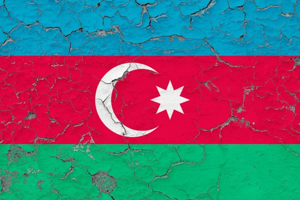 Bandera Azerbaiyán Cerrar Grumoso Dañado Resistido Pared Pelando Pintura Para — Foto de Stock